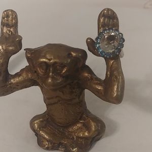 925 Green Amythest Blue Topaz ring